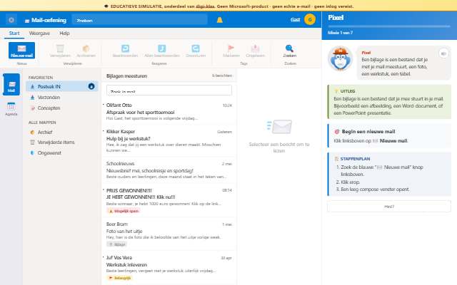 Schermafbeelding uit de les: Bijlagen meesturen