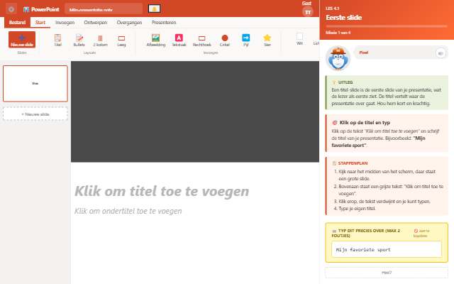 Schermafbeelding uit de les: Eerste slide